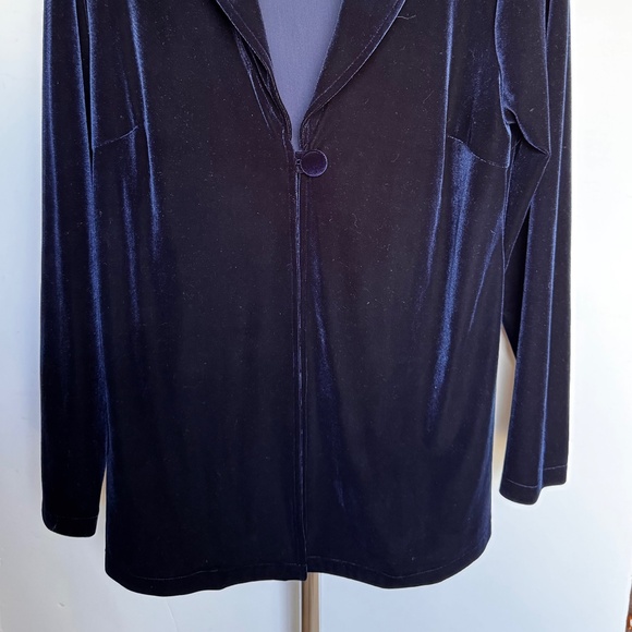 Coldwater Creek One Button Dark Blue Velvet Jacket/Tunic, Size 8. GUC - Picture 2 of 5